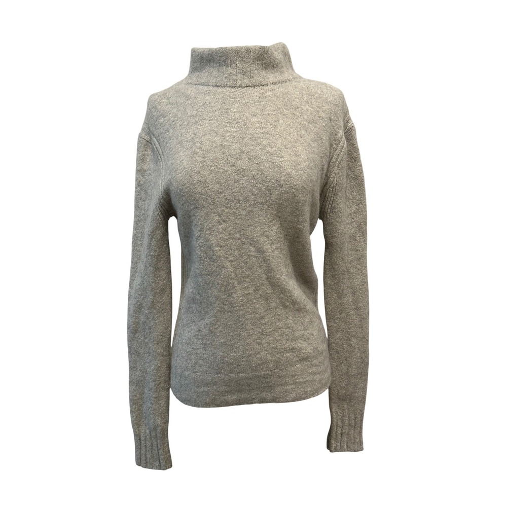 J.Crew Womens Mock Neck Merino Wool Alpaca Blend Sweater Gray Small Office